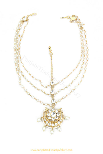 Gold Finished Pearl Kundan Matha Patti By PTJ Exclusive